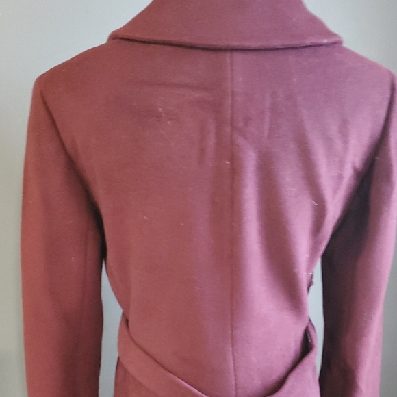 Armani Exchange Cashmere Blend  Plum  Pea  Coat  Size S - Picture 9 of 16
